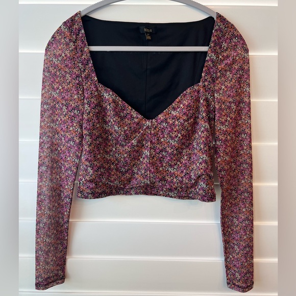 AFRM Tops - AFRM x Nordstrom Ditsy Floral Sweetheart Long Sleeve Crop Top